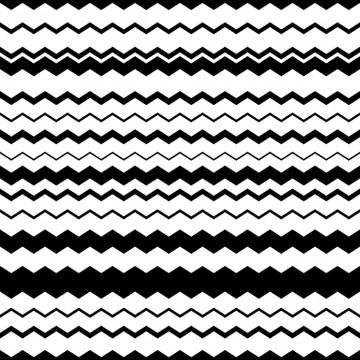 Wavy, zig-zag horizontal parallel lines. Abstract monochrome seamlessly repea 库存插图