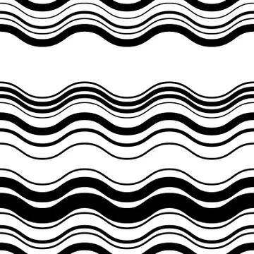 Wavy, zig-zag horizontal parallel lines. Abstract monochrome seamlessly repea イラスト素材