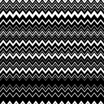 Wavy, zig-zag horizontal parallel lines. Abstract monochrome seamlessly repea Stock Illustration