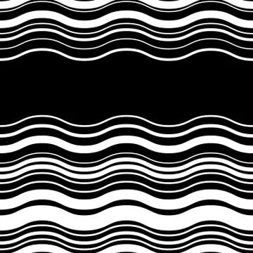 Wavy, zig-zag horizontal parallel lines. Abstract monochrome seamlessly repea Illustrazione stock