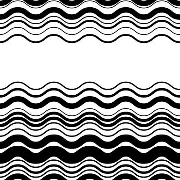 Wavy, zig-zag horizontal parallel lines. Abstract monochrome seamlessly repea イラスト素材