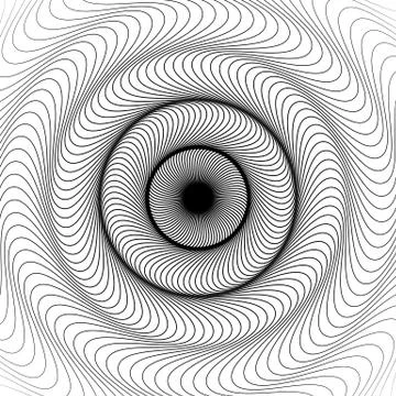 Wavy, zig-zag radial lines. Abstract circular pattern Stock Illustration