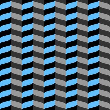Wavy zig zag seamless pattern blue gray and black 3d Stock Illustration
