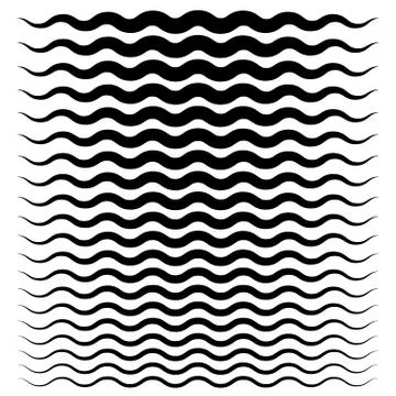 Wavy, zigzag lines from thick to thin graphic elements Stock Illustration