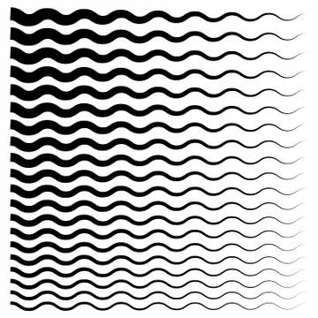 Wavy, zigzag lines from thick to thin graphic elements Stock Illustration