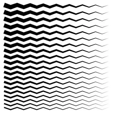 Wavy, zigzag lines from thick to thin graphic elements Stock Illustration