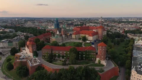 Wawel at sunset from the air Stock Footage 296376489