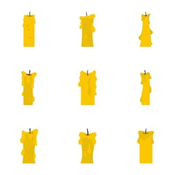 Wax candles icon set, flat style Stockillustratie