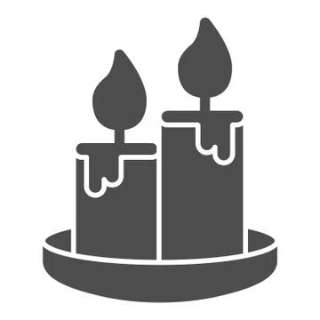 Wax candles solid icon, Honey concept, two burning candle sign on white Stock-Illustration
