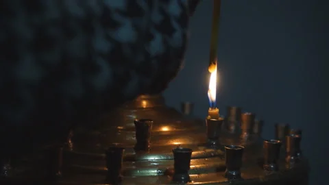 Wax candles in the temple Stock Footage 196237791