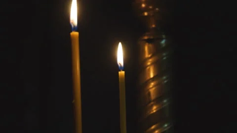 Wax candles in the temple Stock Footage 196237924