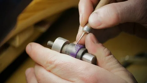 Wax Carving. Work On Wax Model Of Gold Ring. Jewelry Work Stock Footage 72957343