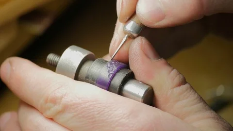 Wax Carving. Work On Wax Model Of Gold Ring. Jewelry Work Stock Footage 72957388