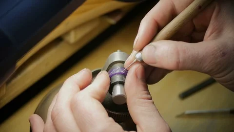 Wax Carving. Work On Wax Model Of Gold Ring. Jewelry Work Stock Footage 72957623