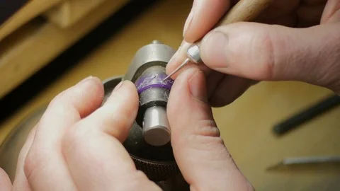 Wax Carving. Work On Wax Model Of Gold Ring. Jewelry Work Stock Footage 72957833