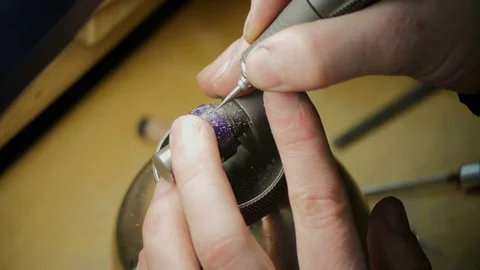 Wax Carving. Work On Wax Model Of Gold Ring. Jewelry Work Stock Footage 72958948