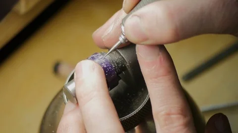 Wax Carving. Work On Wax Model Of Gold Ring. Jewelry Work Stock Footage 72959165