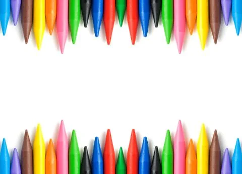 Wax crayons frame Stock Photos