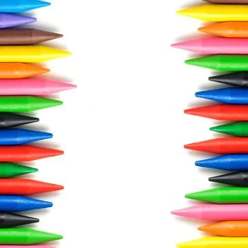 Wax crayons frame in square composition Foto stock