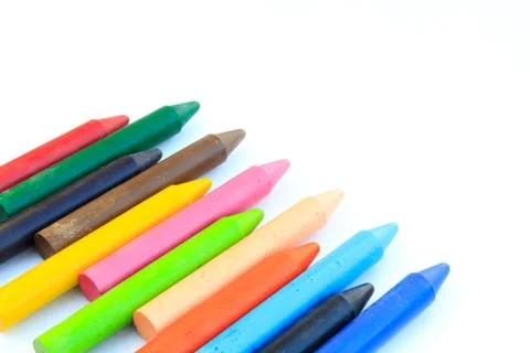 Wax crayons isolated on white background Stock Photos