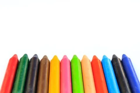 Wax crayons isolated on white background Stock Photos