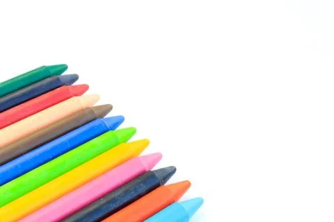 Wax crayons isolated on white background Stock Photos