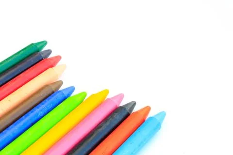 Wax crayons isolated on white background Stock Photos