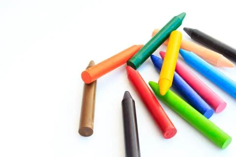 Wax crayons isolated on white background Stock Photos