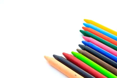 Wax crayons isolated on white background Stock Photos
