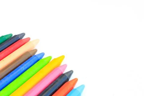 Wax crayons isolated on white background Stock Photos