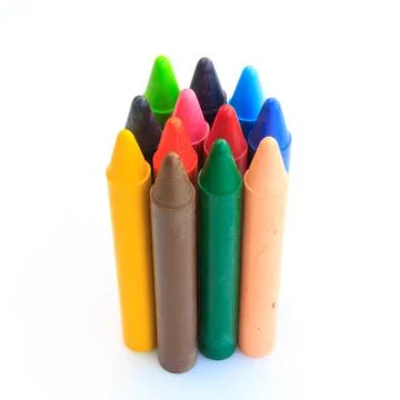 Wax crayons isolated on white background Stock Photos