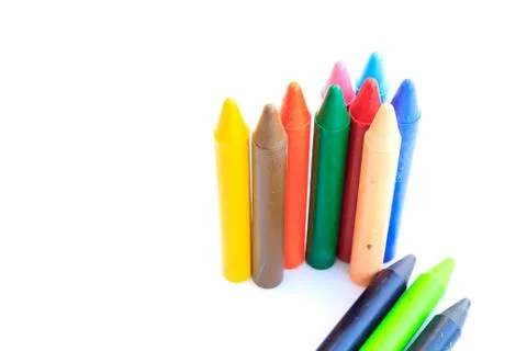 Wax crayons isolated on white background Stock Photos