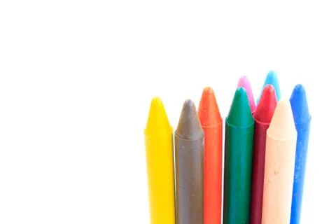 Wax crayons isolated on white background Stock Photos