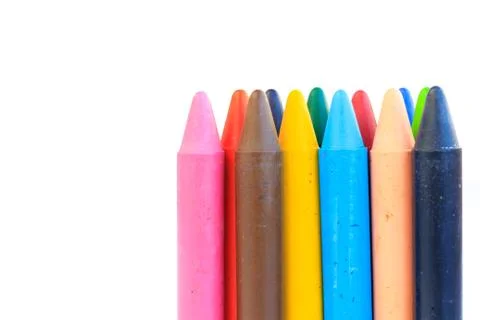 Wax crayons isolated on white background Stock Photos