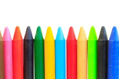 Wax crayons isolated on white background Stock Photos