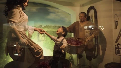 Wax figures at the winery in Lloret de Mar Stock Footage 236858027