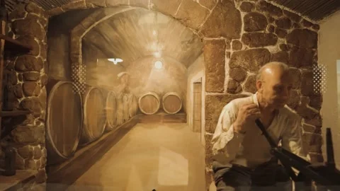 Wax figures at the winery in Lloret de Mar Stock Footage 237316472