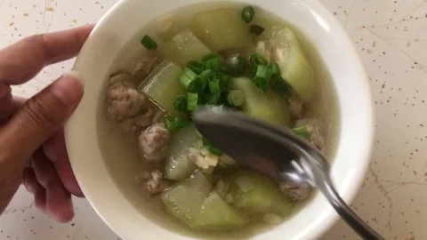 Wax Melon Soup With Pork Stock Footage 80440419