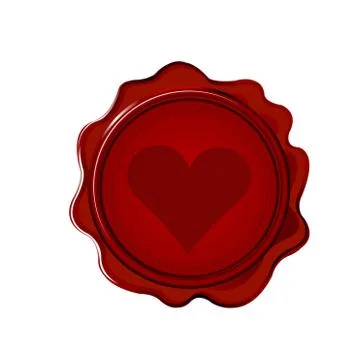 Wax seal with heart Illustrazione stock