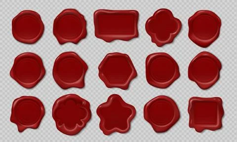 Wax stamp. Old embossed envelope label, heart triangle round royal medieval Stock Illustration