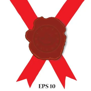 Wax stamp with ribbons. Stock Illustration