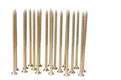 Waxed single thread, multipurpose wood screw long on the white Stock Photos