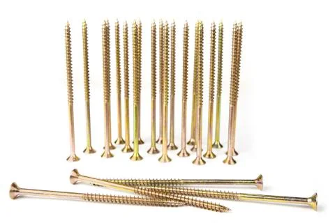 Waxed single thread, multipurpose wood screw long on the white Stock Photos