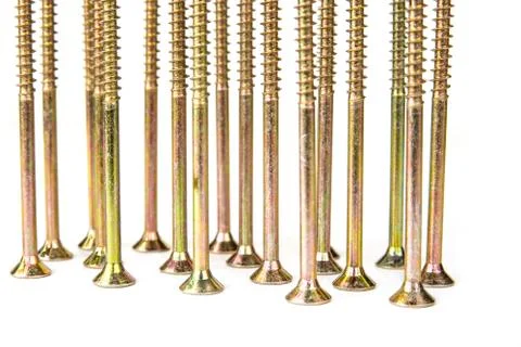 Waxed single thread, multipurpose wood screw long on the white Stock Photos