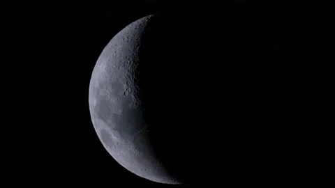 Waxing crescent moon as seeing from the ... | Stock Video | Pond5