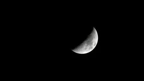 A waxing crescent moon time-lapse passing from top left to bottom right Stock Footage 126041614