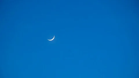 Waxing Crescent Moon. Twenty Three Percent Full. Stock Footage 74001617