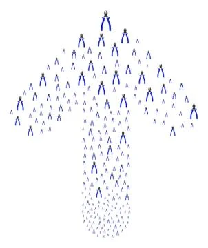 Up Way Arrow Shape with Nippers Stock Illustration