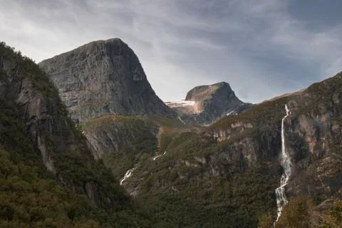 On the way to Briksdal glacier Stock Photos