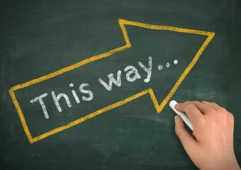 This way chalkboard write concept  3d illustration Ilustração Stock